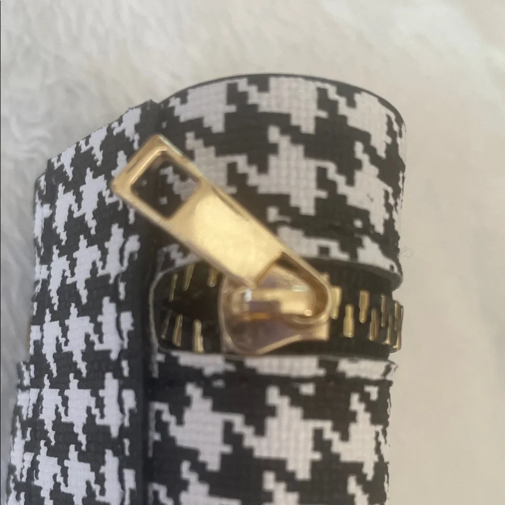 Mini Bag Charm Keychain Bag with Scarf- houndstooth-zipper